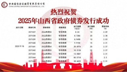 204.51亿元!山西省成功发行第八批政府债券
