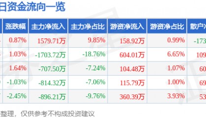 股票行情快报：新华传媒（600825）9月9日主力资金净买入1579.71万元