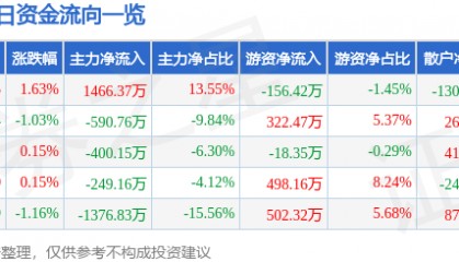 股票行情快报：新华传媒（600825）10月31日主力资金净买入1466.37万元