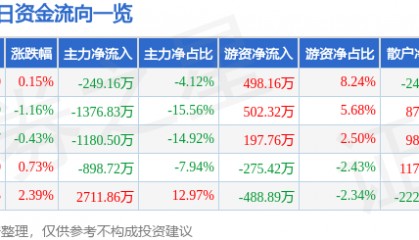 股票行情快报：新华传媒（600825）10月28日主力资金净卖出249.16万元