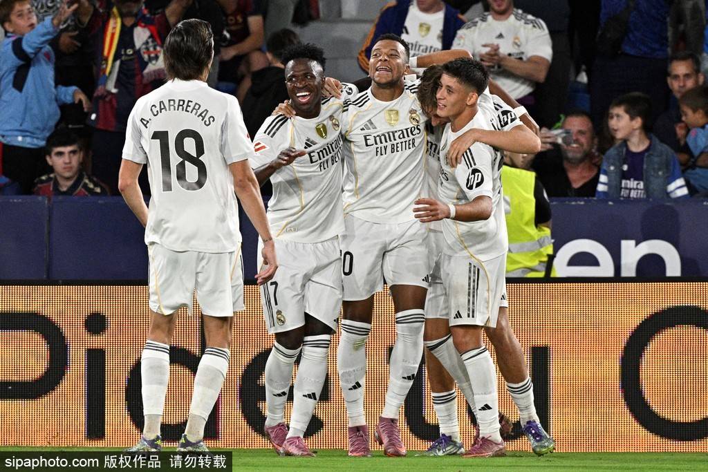 6轮全胜!西甲-姆巴佩双响维尼修斯破门 皇马4-1莱万特