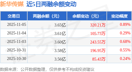 新华传媒:11月5日融资净买入319.08万元,连续3日累计净买入669.12万元